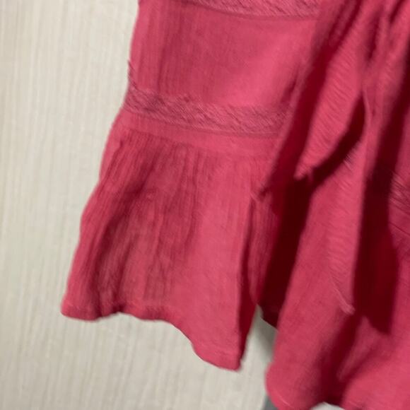 PATRONS OF PEACE Keyhole Crinkle Tank Ruffle Strap Bubble Gum NWT Medium - Picture 15 of 15